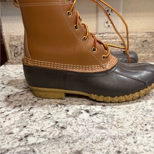L.L. Bean Tan and Black Moto Boots
